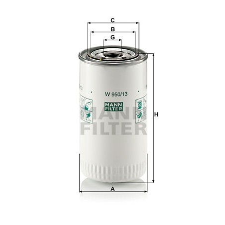 MANN Olejovy filter W 950/13  OL.GOLF VI,IBIZA 2.0TDI 08-